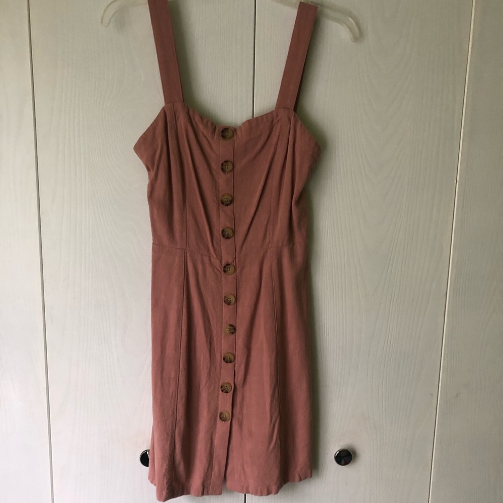 Short Pink Button Front Dress Size Medium